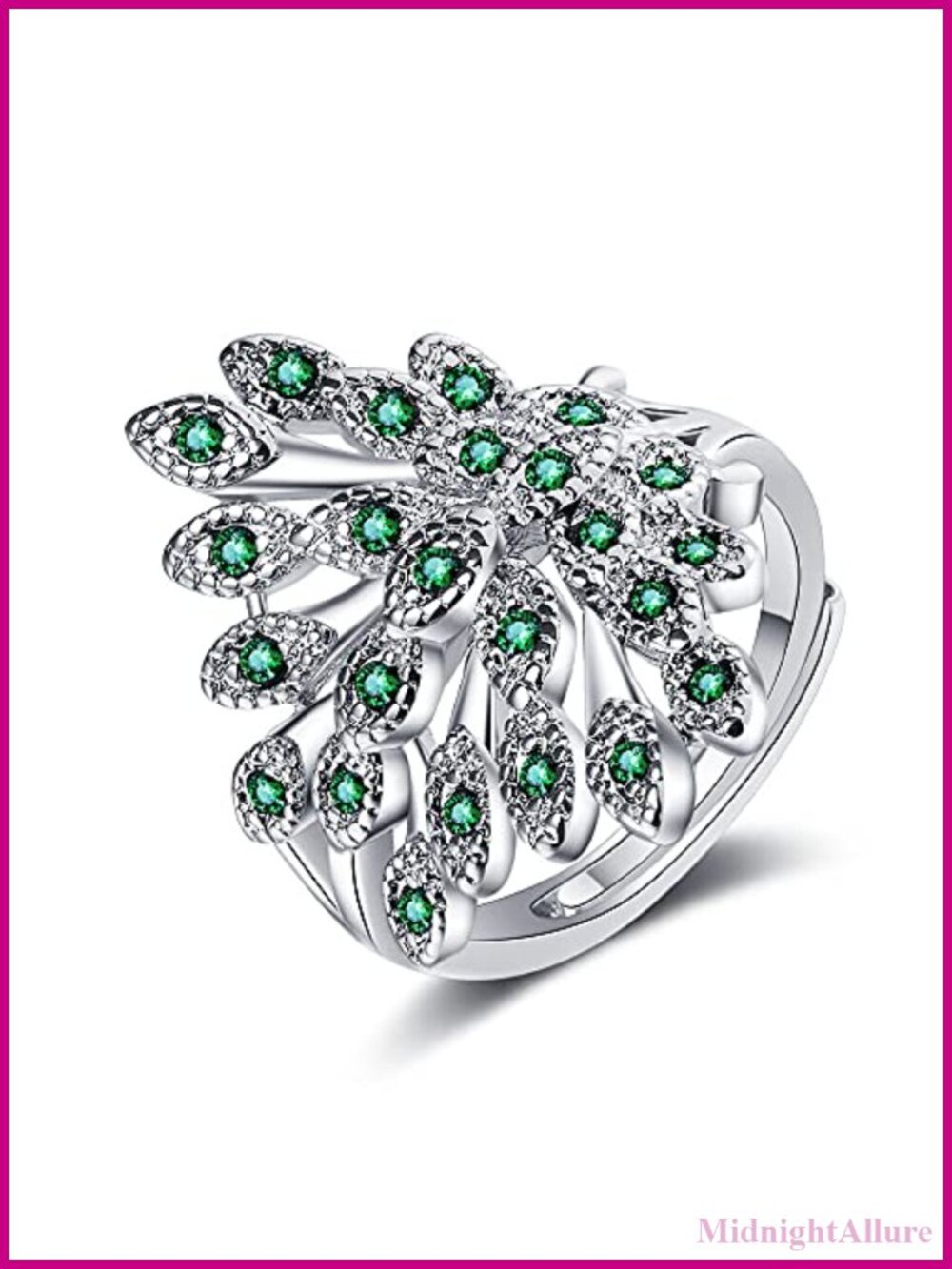 CZ Peacock Wrap Open Ring Adjustable Gold Plated Statement Finger Ring